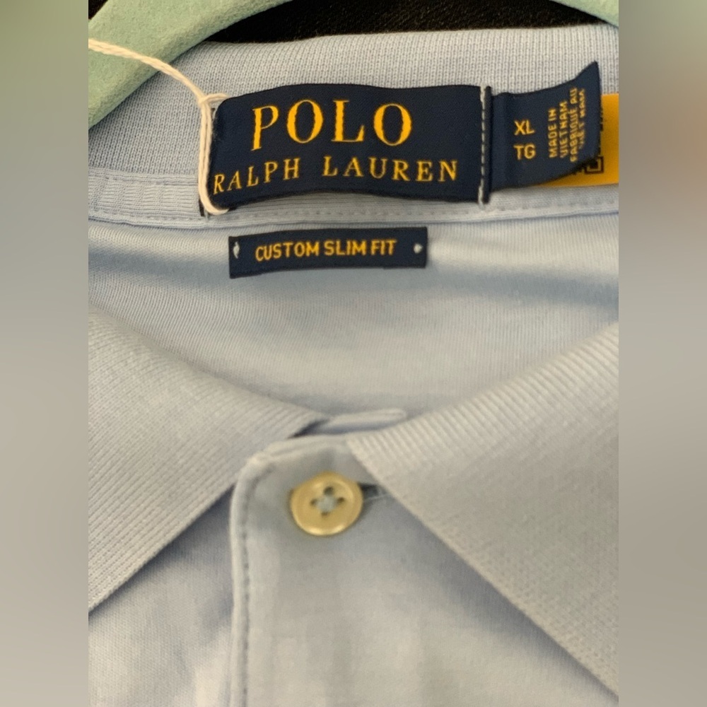 Polo by Ralph Lauren Men's Light Blue Polo Shirt. Size-X-Large - Picture 4 of 4